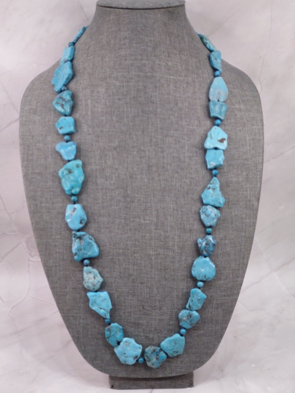 Artisan Crafted Turquoise Magnesite Slab Nugget Necklace